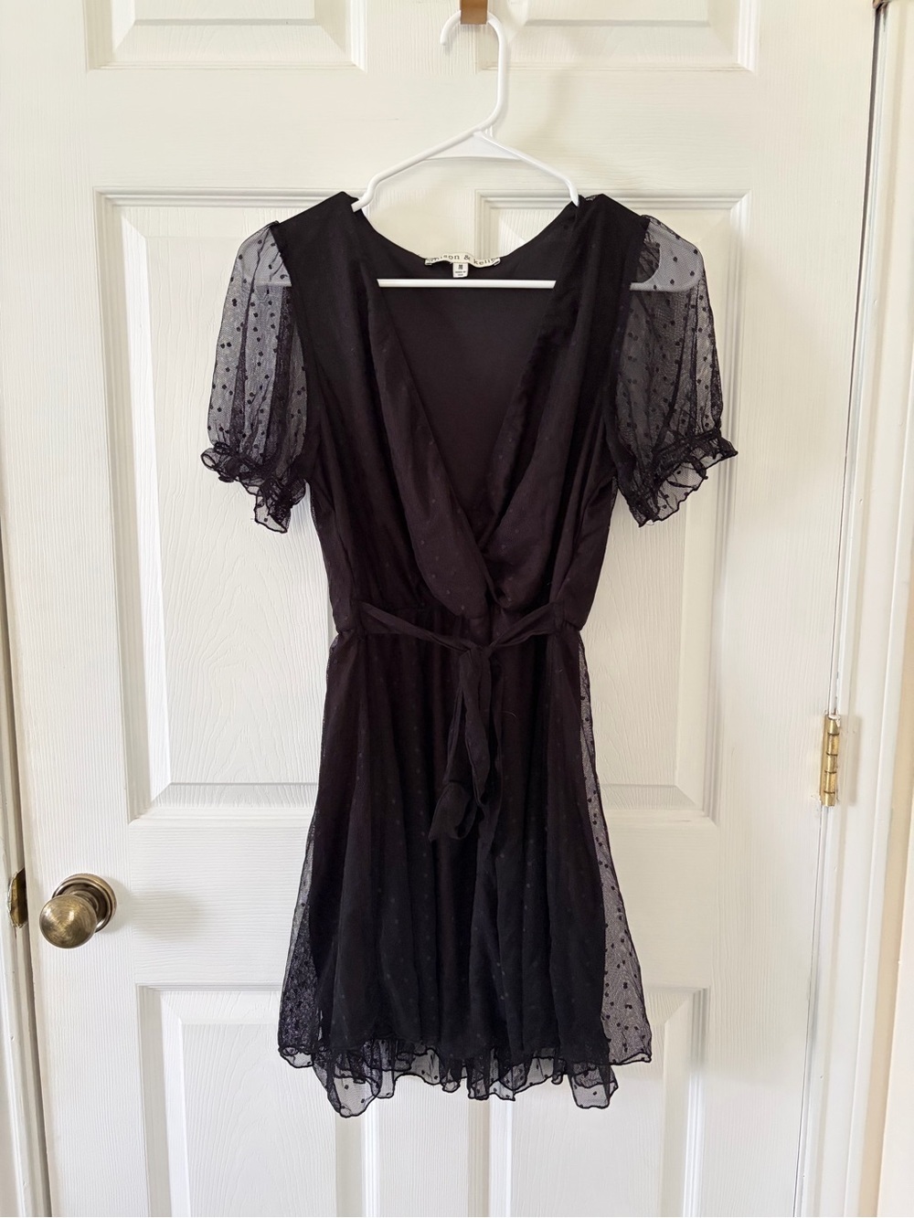 Allison & Kelly Black Puff-Sleeve Wrap Dress
